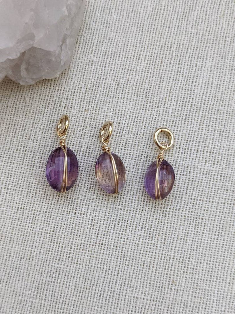 Amethyst Charm // 14k Gold Fill //Carabiner // Necklace