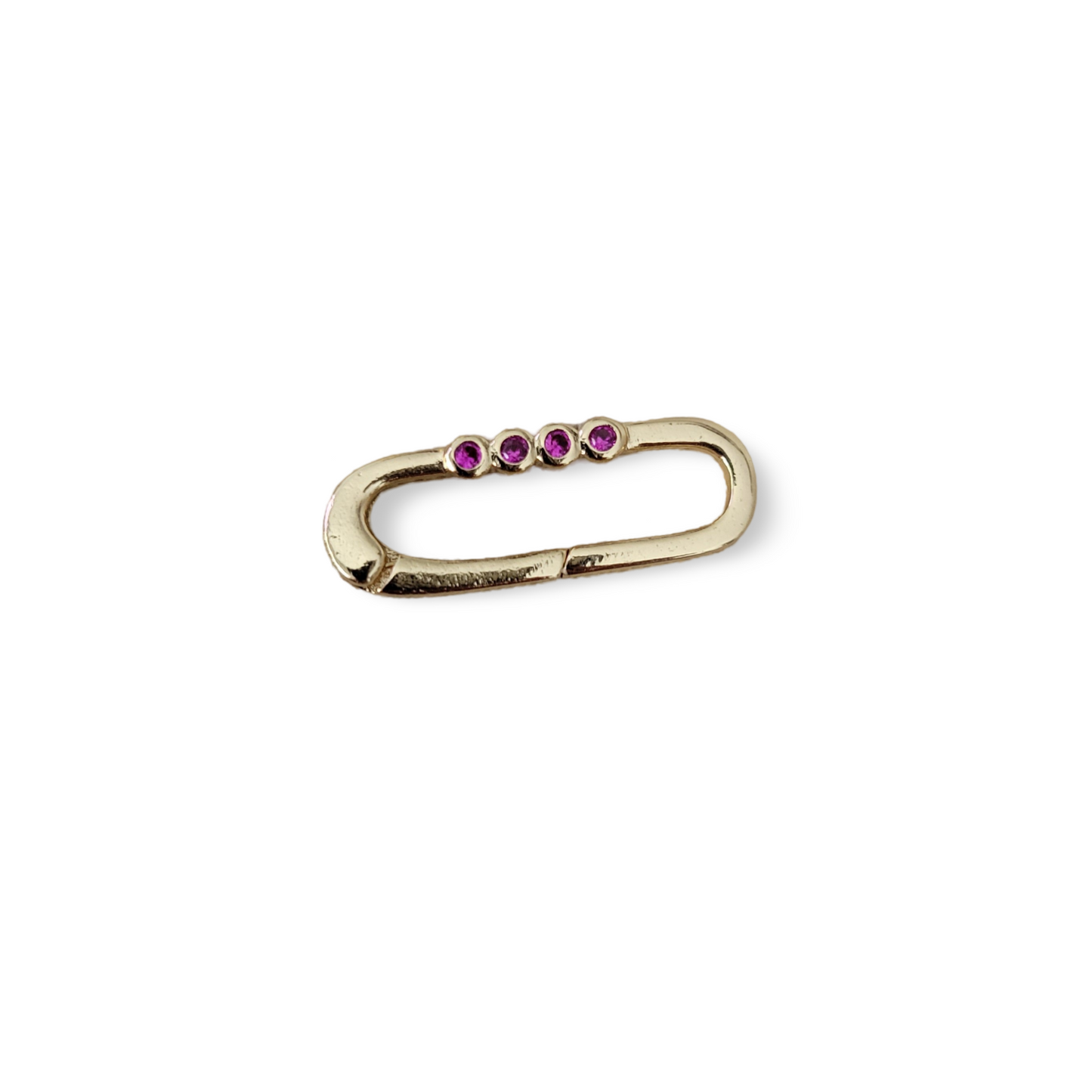 Pink Oval Cz Push Lock