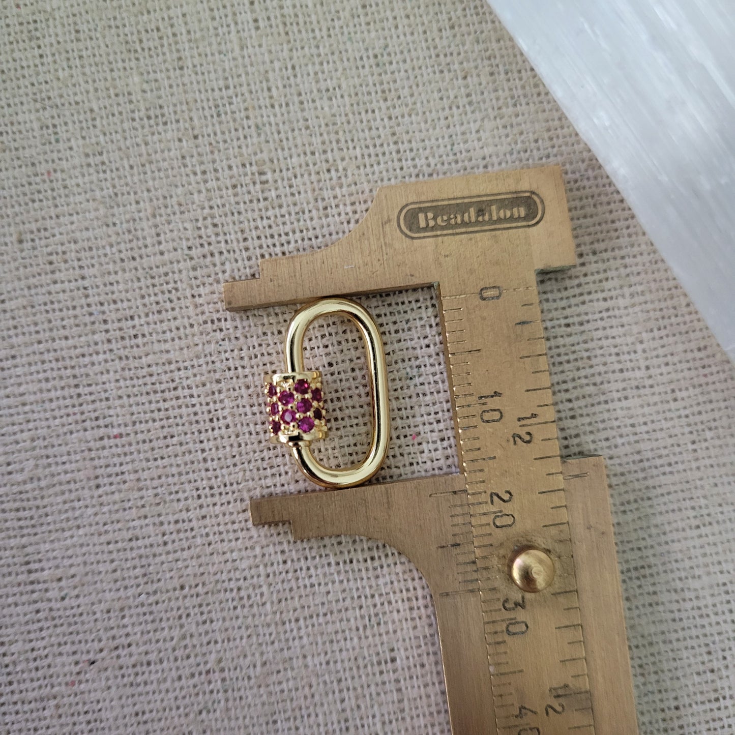 Pink Mini CZ Carabiner Necklace // Lock // Screw