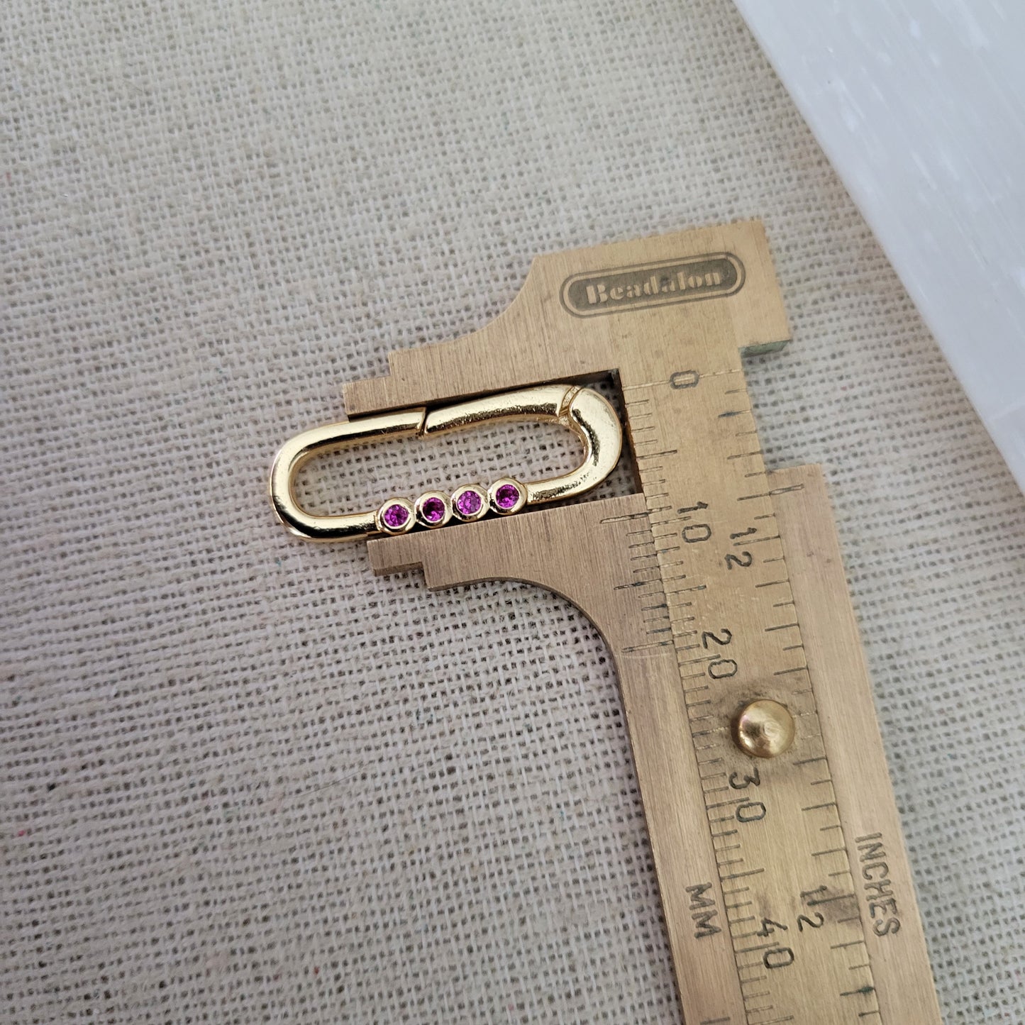 Pink Oval Cz Push Lock