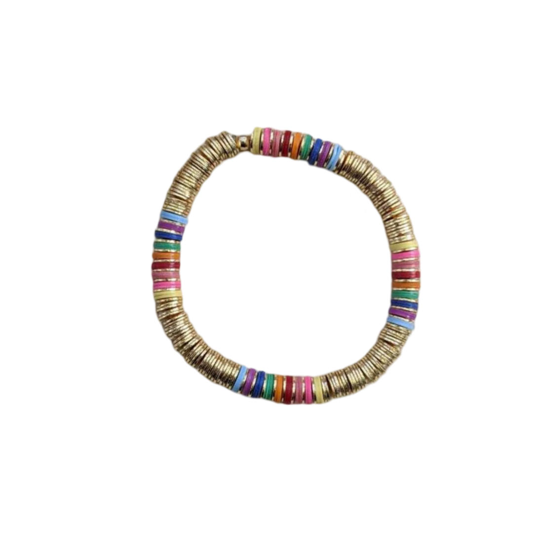 Rainbow Heishi Bracelet // Disc // Multi Color