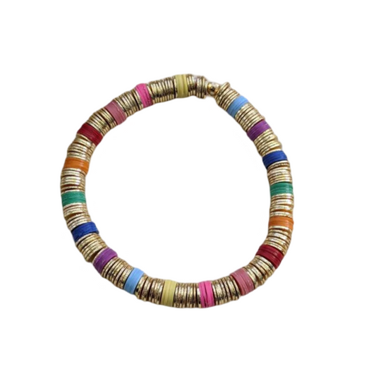 Rainbow Heishi Bracelet // Disc // Multi Color