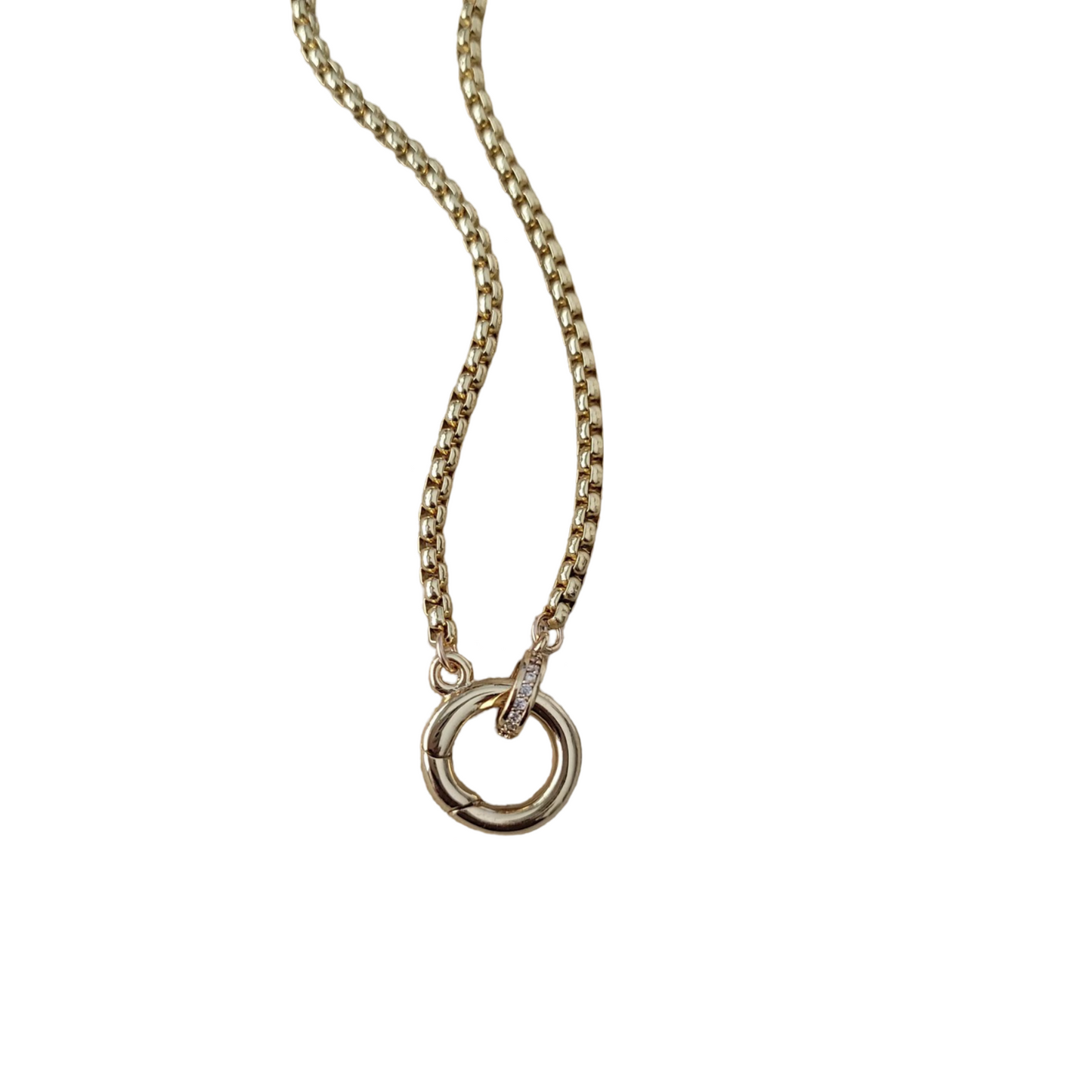 Circle Push Lock Necklace // Rolo Chain // 13mm