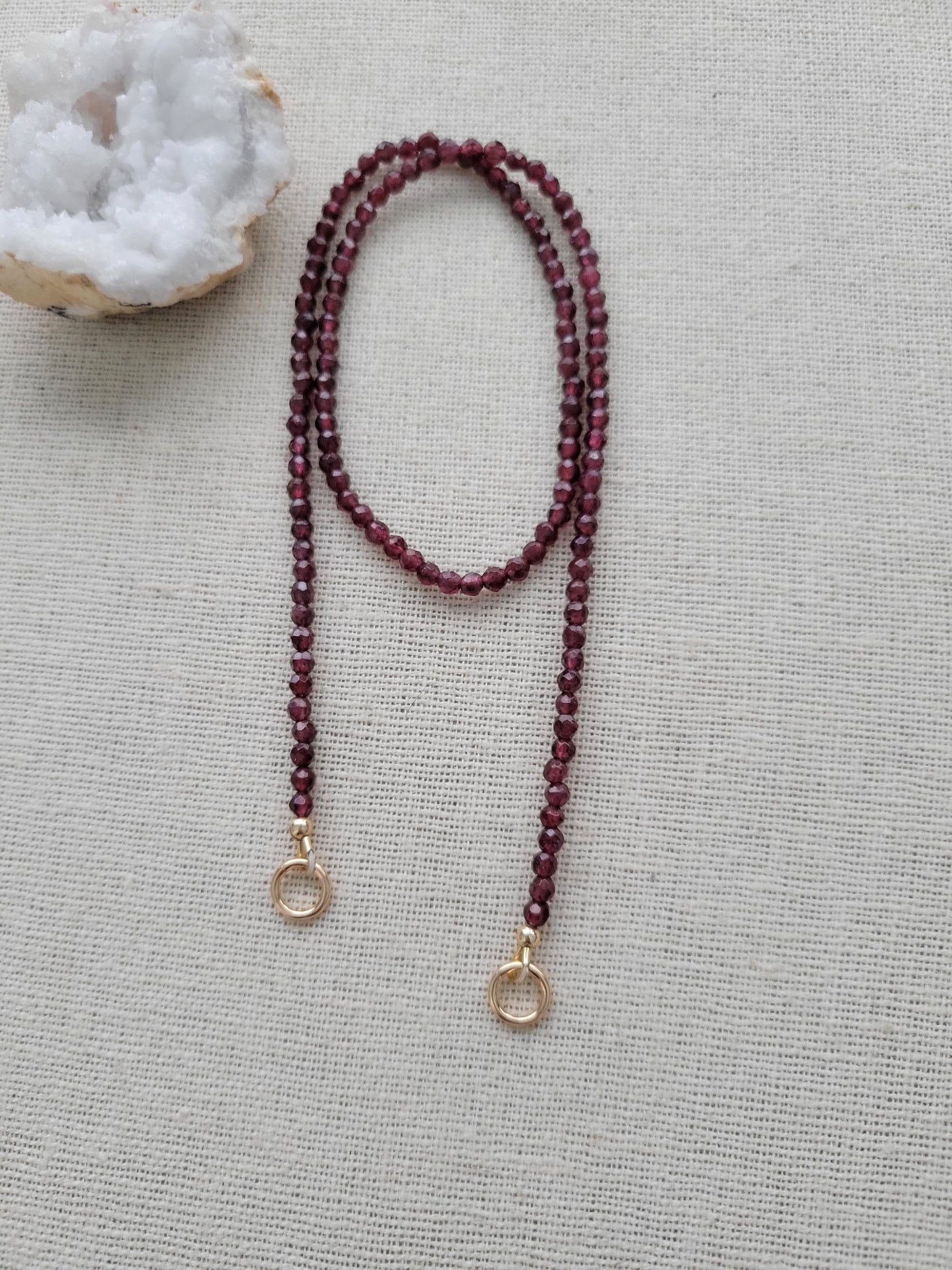 Garnet Carabiner Necklace // 3mm