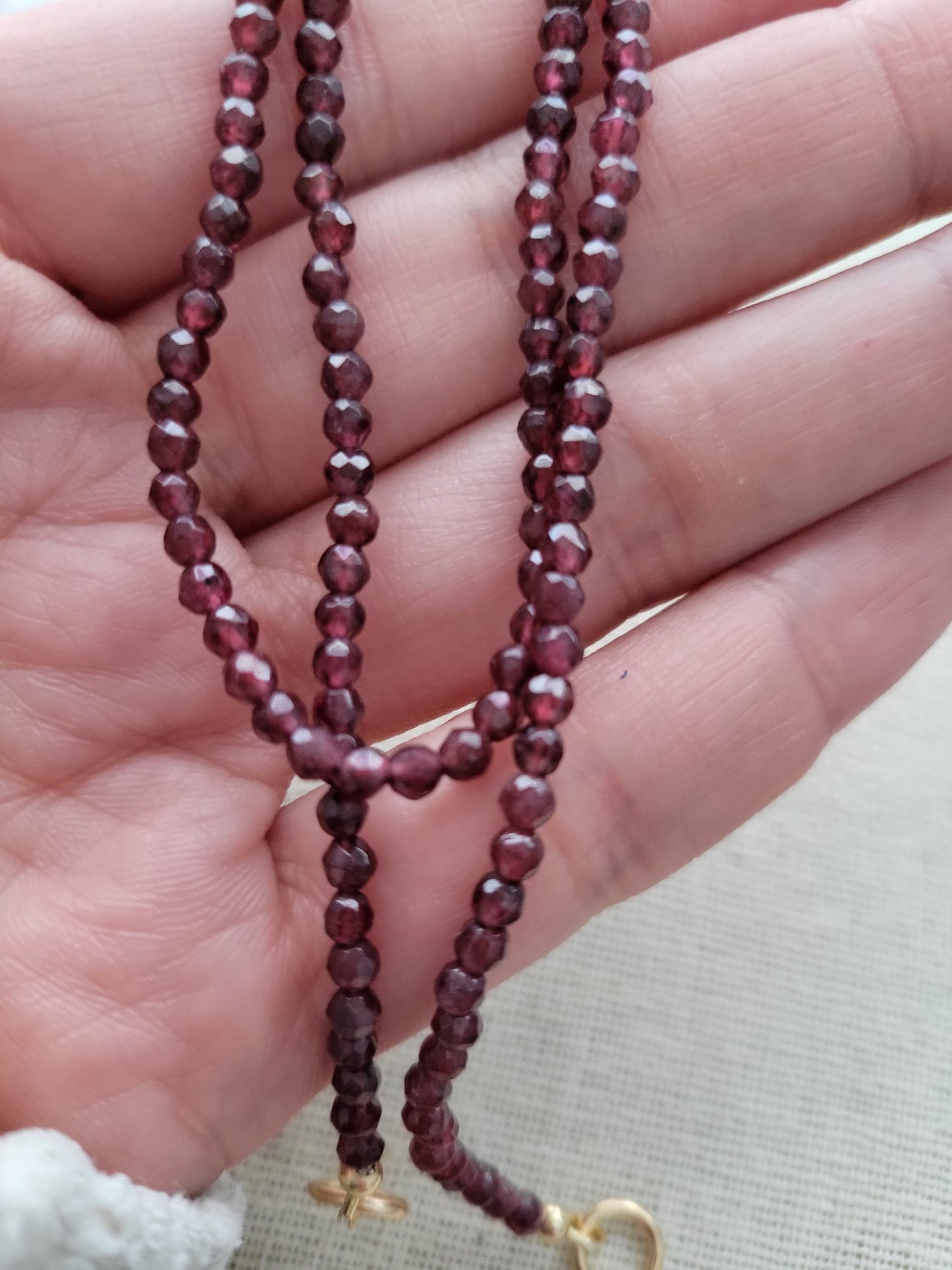 Garnet Carabiner Necklace // 3mm