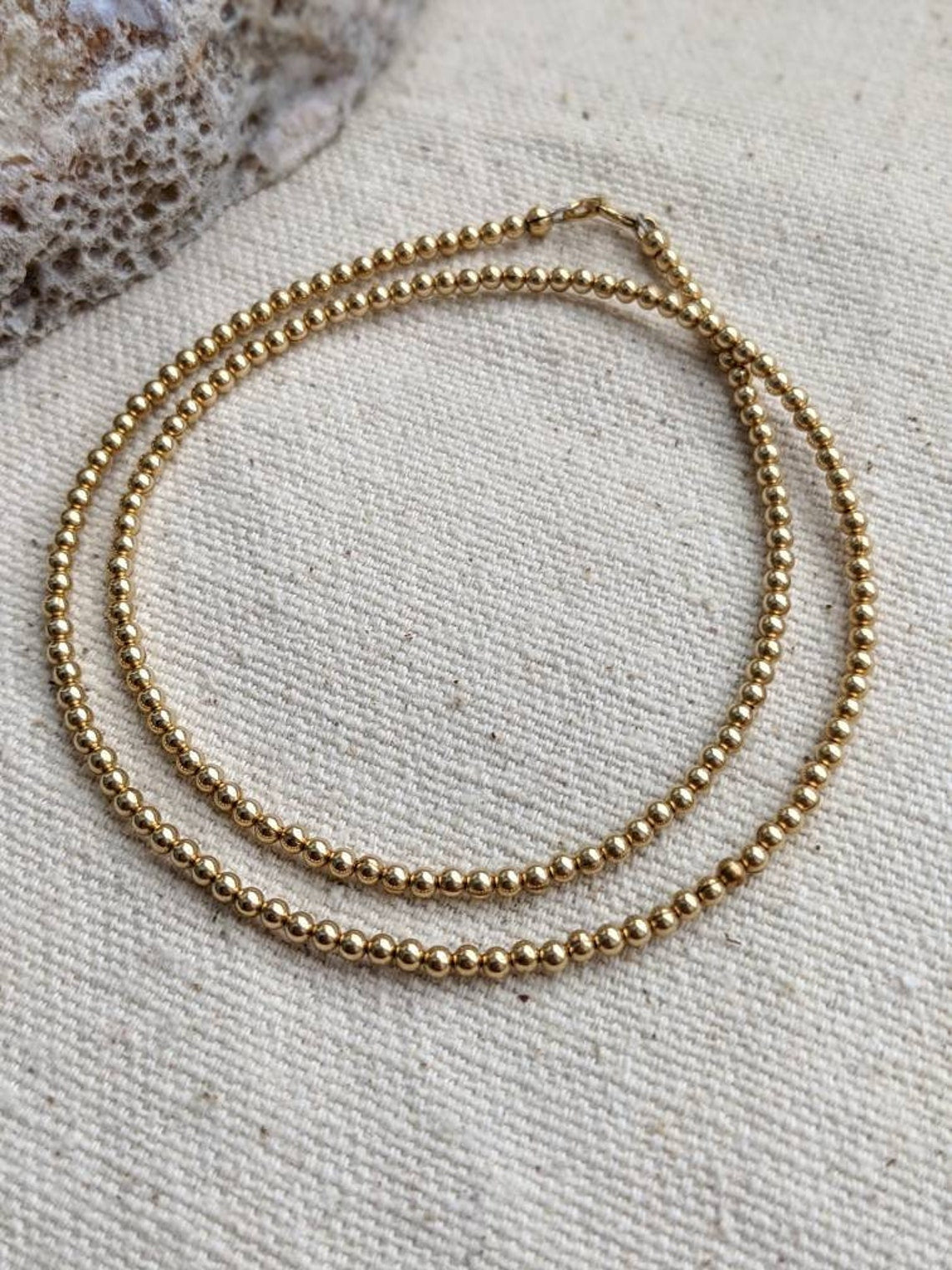 3mm // 14k Gold Filled Necklace // Beaded