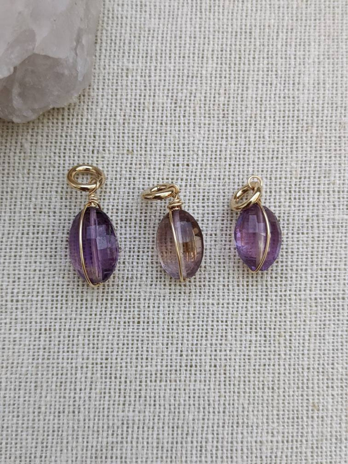 Amethyst Charm // 14k Gold Fill //Carabiner // Necklace