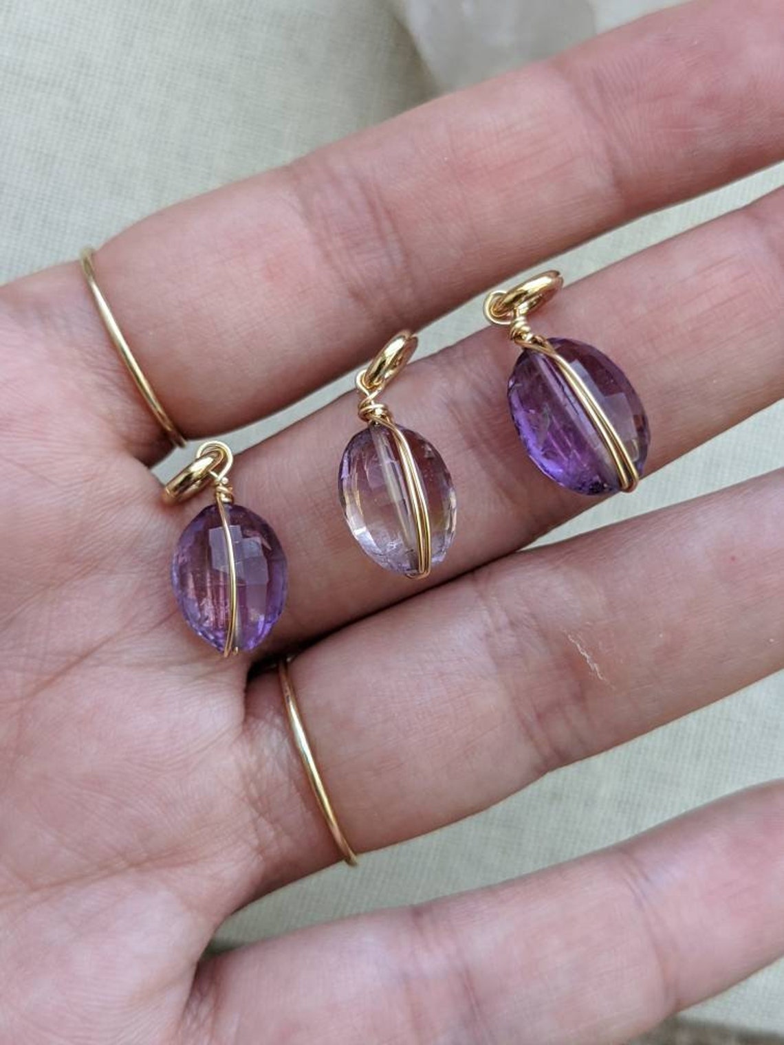 Amethyst Charm // 14k Gold Fill //Carabiner // Necklace