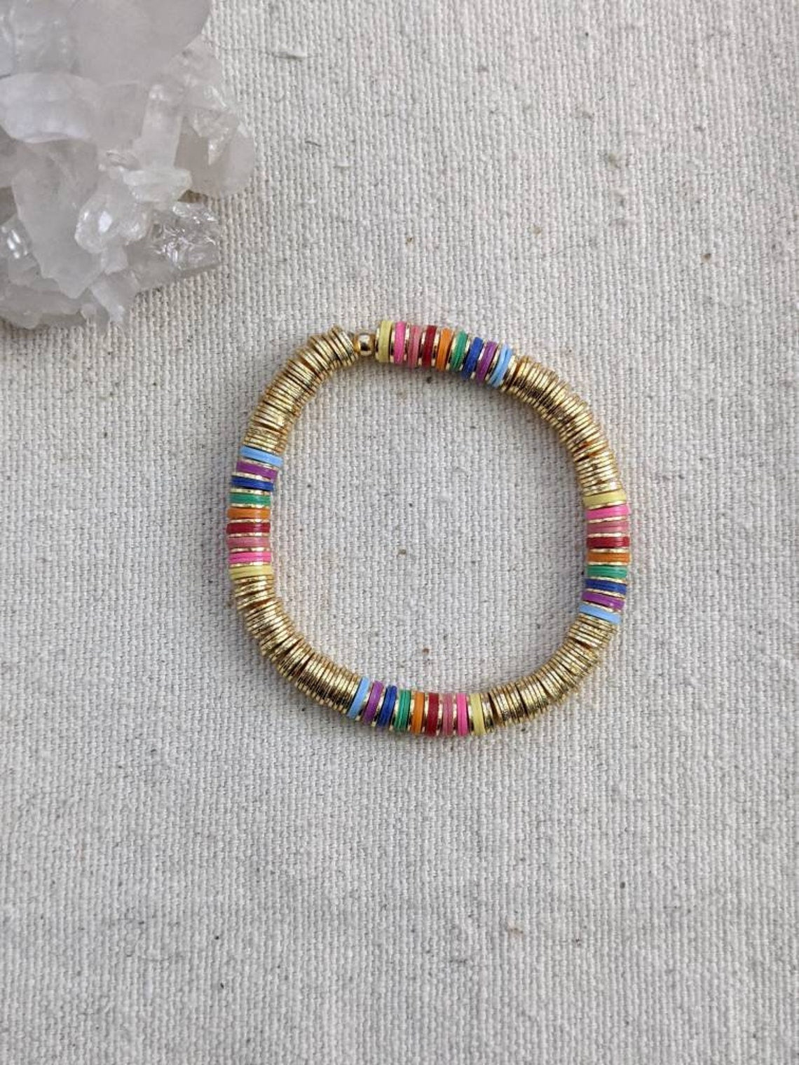 Rainbow Heishi Bracelet // Disc // Multi Color