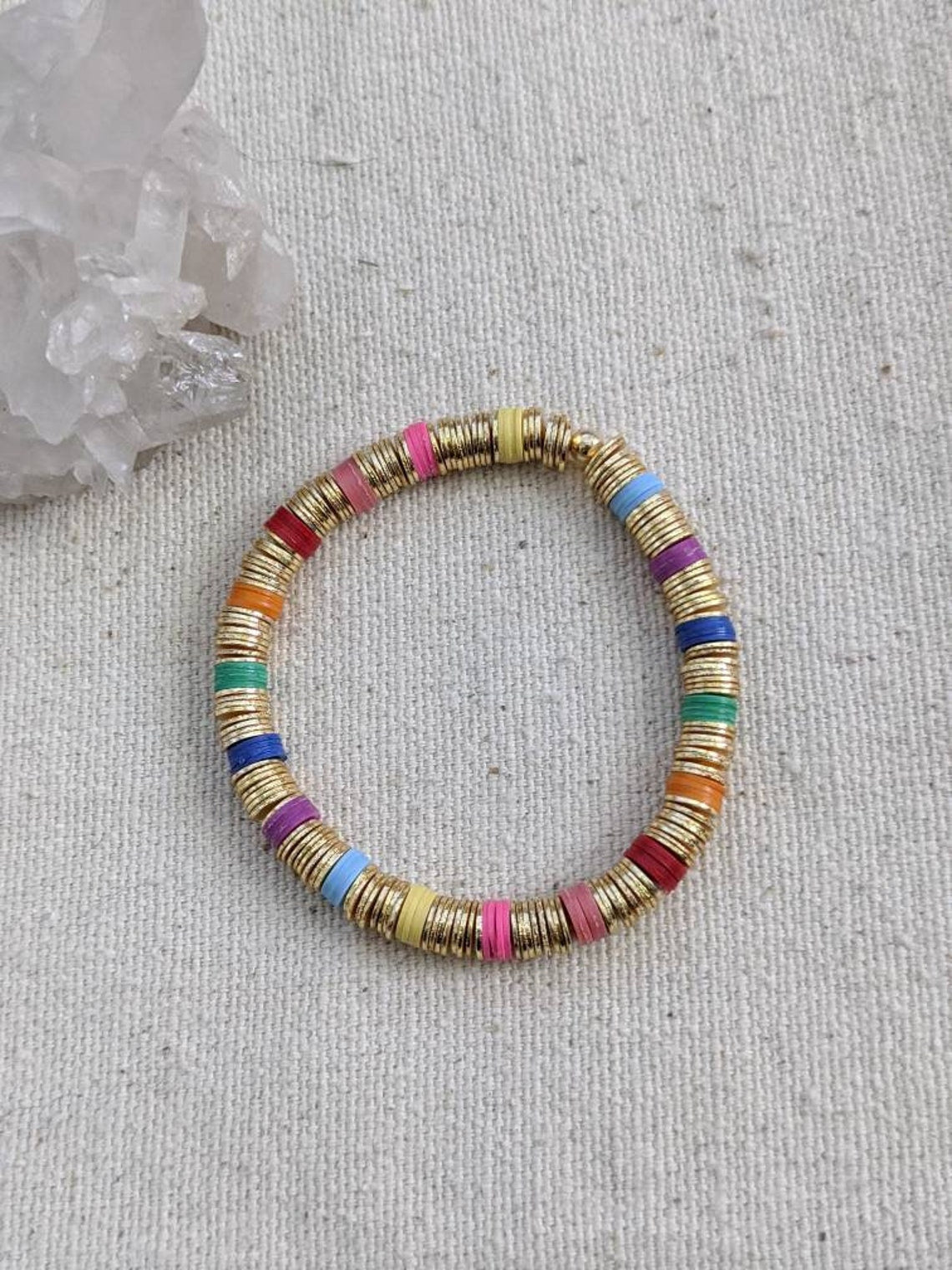 Rainbow Heishi Bracelet // Disc // Multi Color