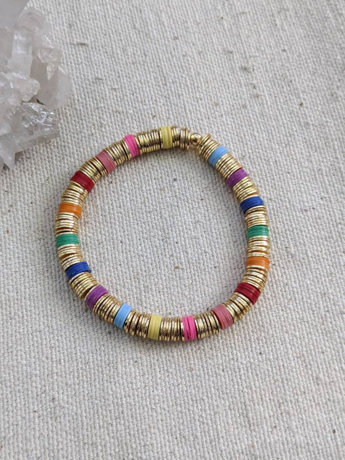 Rainbow Heishi Bracelet // Disc // Multi Color