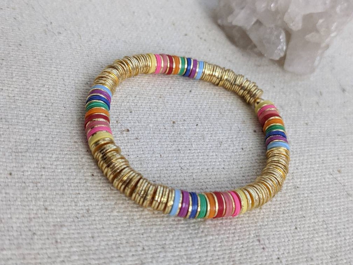 Rainbow Heishi Bracelet // Disc // Multi Color