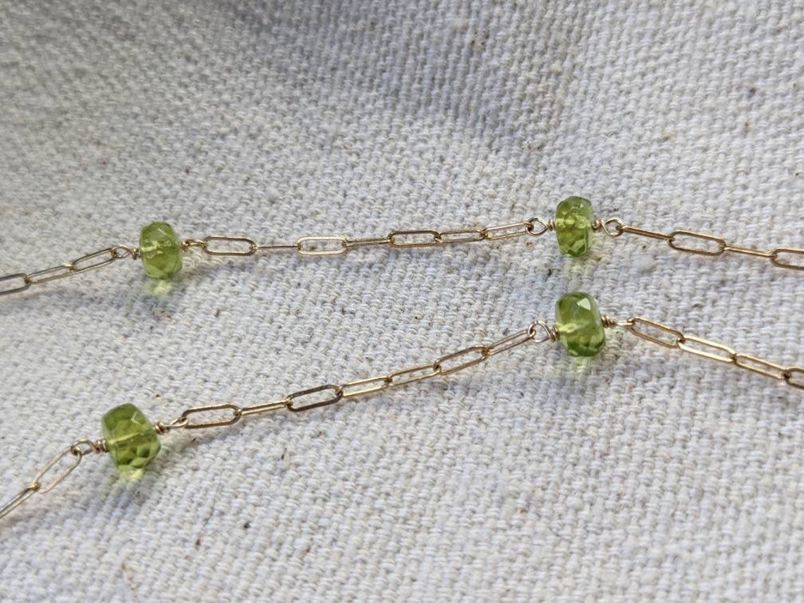 Peridot Necklace // 14k Gold Filled // Paperclip Chain