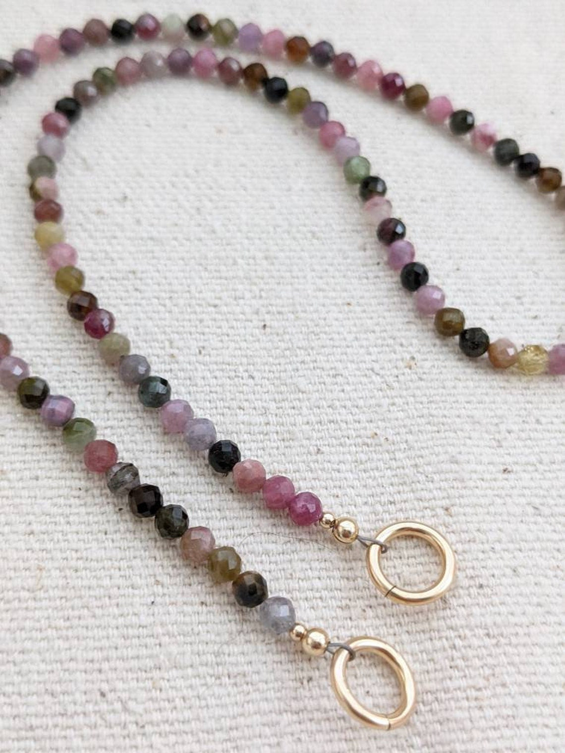 Tourmaline Carabiner Necklace // Facet // 3mm