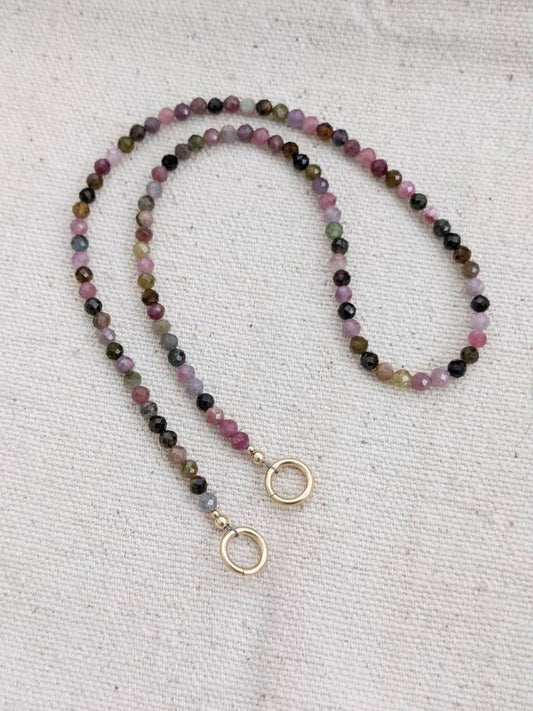 Tourmaline Carabiner Necklace // Facet // 3mm