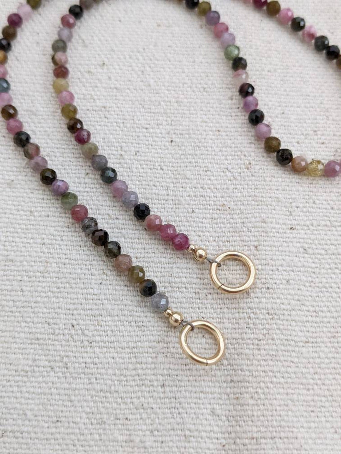 Tourmaline Carabiner Necklace // Facet // 3mm