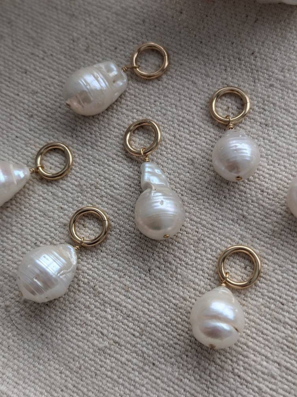 Baroque Fresh Water Pearl Charm // 14k gold filled // Carabiner