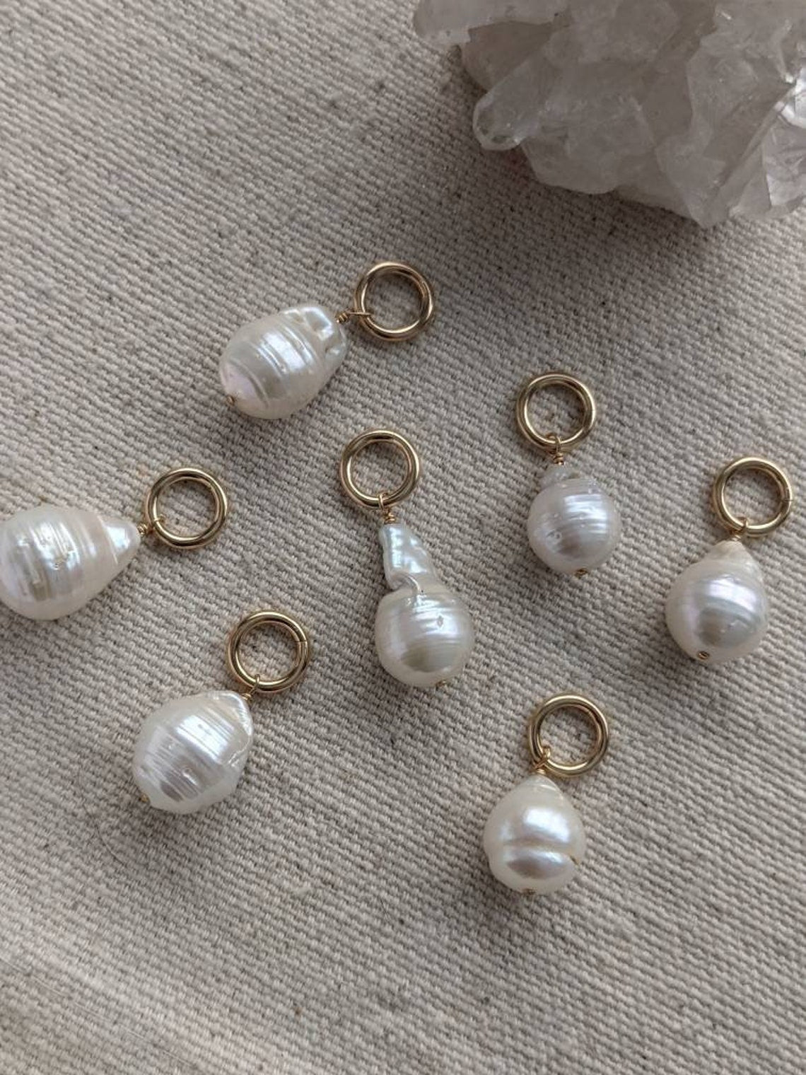 Baroque Fresh Water Pearl Charm // 14k gold filled // Carabiner