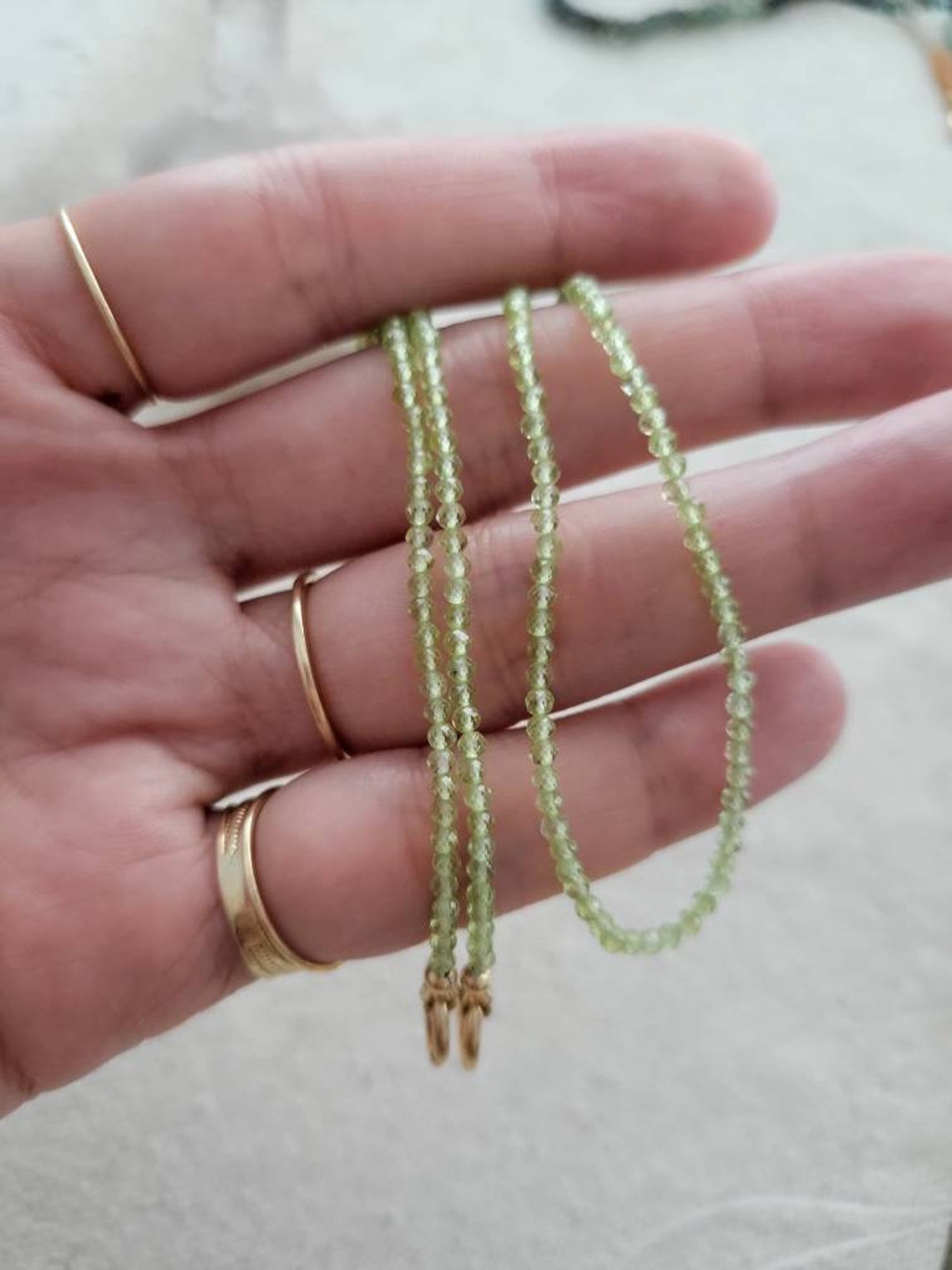 Peridot Carabiner Necklace // Facet // 2mm