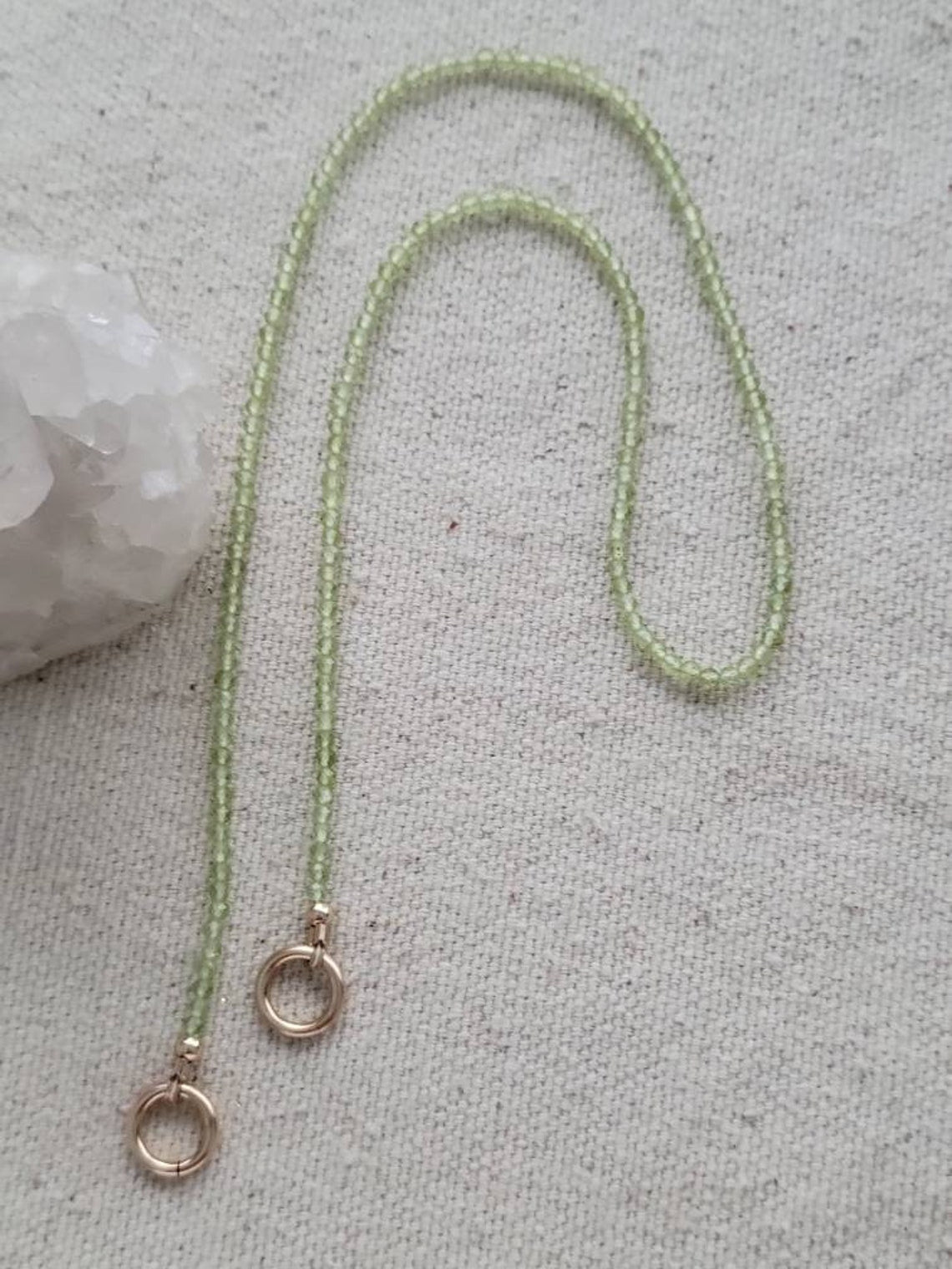 Peridot Carabiner Necklace // Facet // 2mm