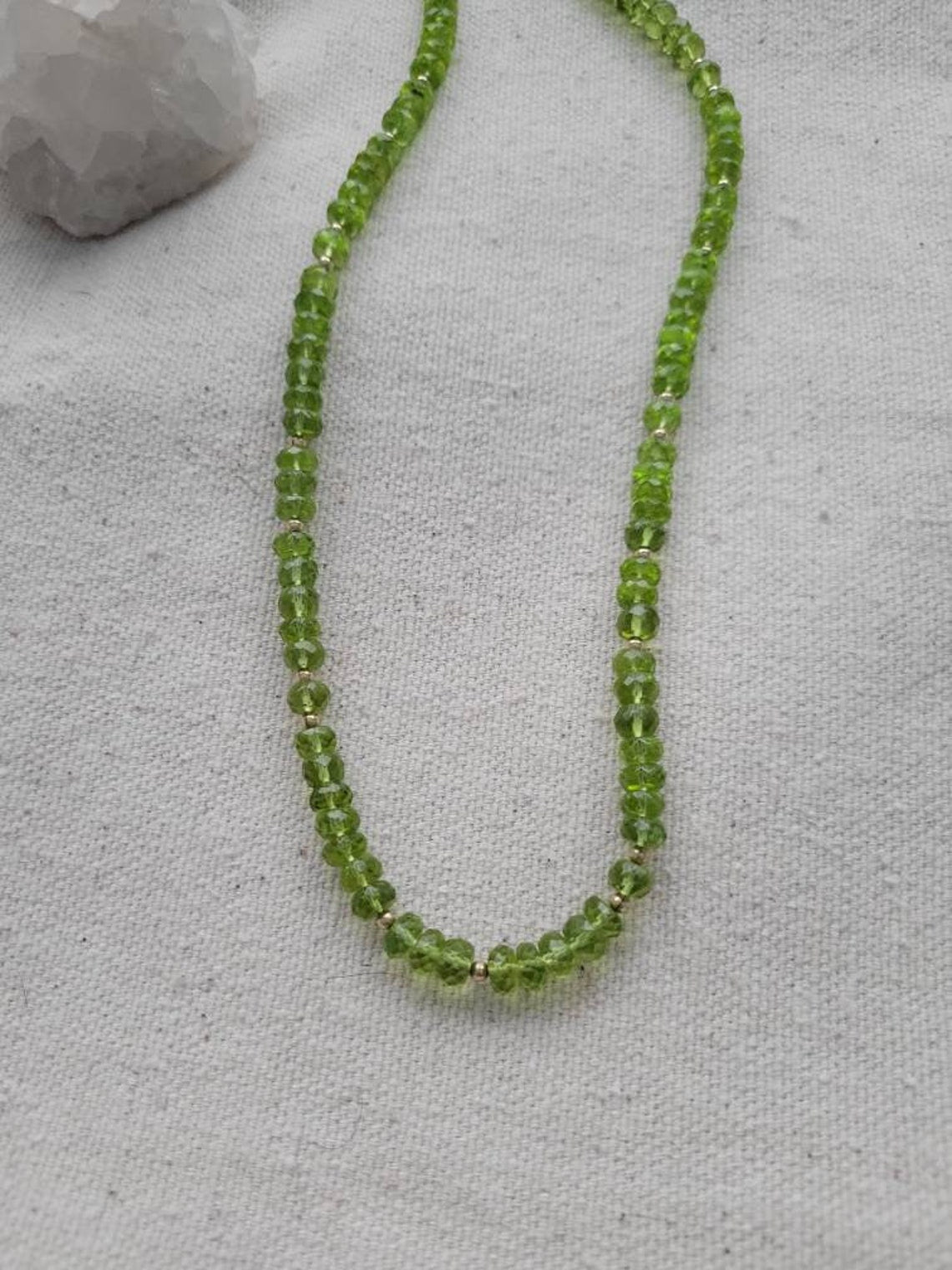 Peridot Facet Necklace // Layering // 14k Gold Filled Findings // 7mm