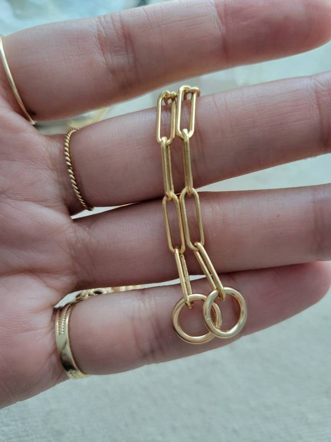 14k Gold Filled Carabiner Chain Necklace // 12x3mm // Charm // Screw // Lock