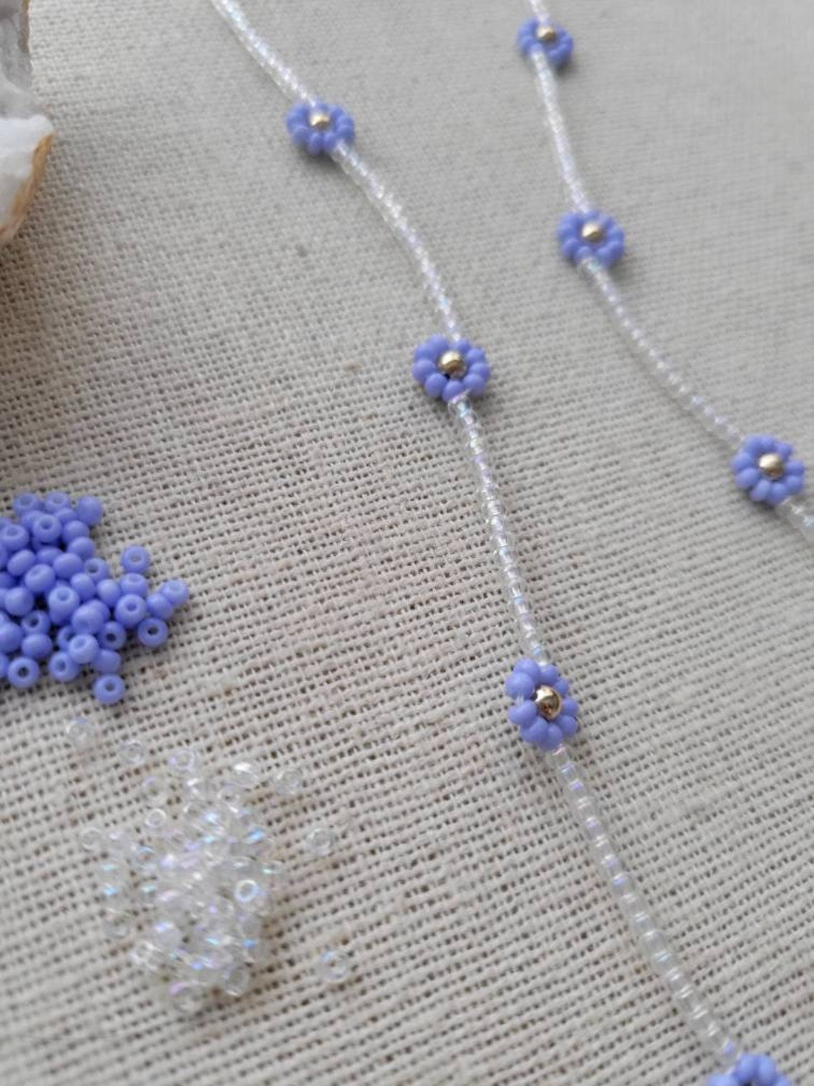 Made in TX // Daisy Necklace // 14k Gold Filled // 2mm // Czech & Japanese Seed Beads